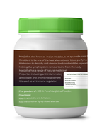 White container with green lid and label on a white background