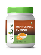 Vedcare Orange Peel Powder container with green lid on a white background