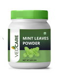 Jar of Mint Leaves Powder with green lid and label on a white background