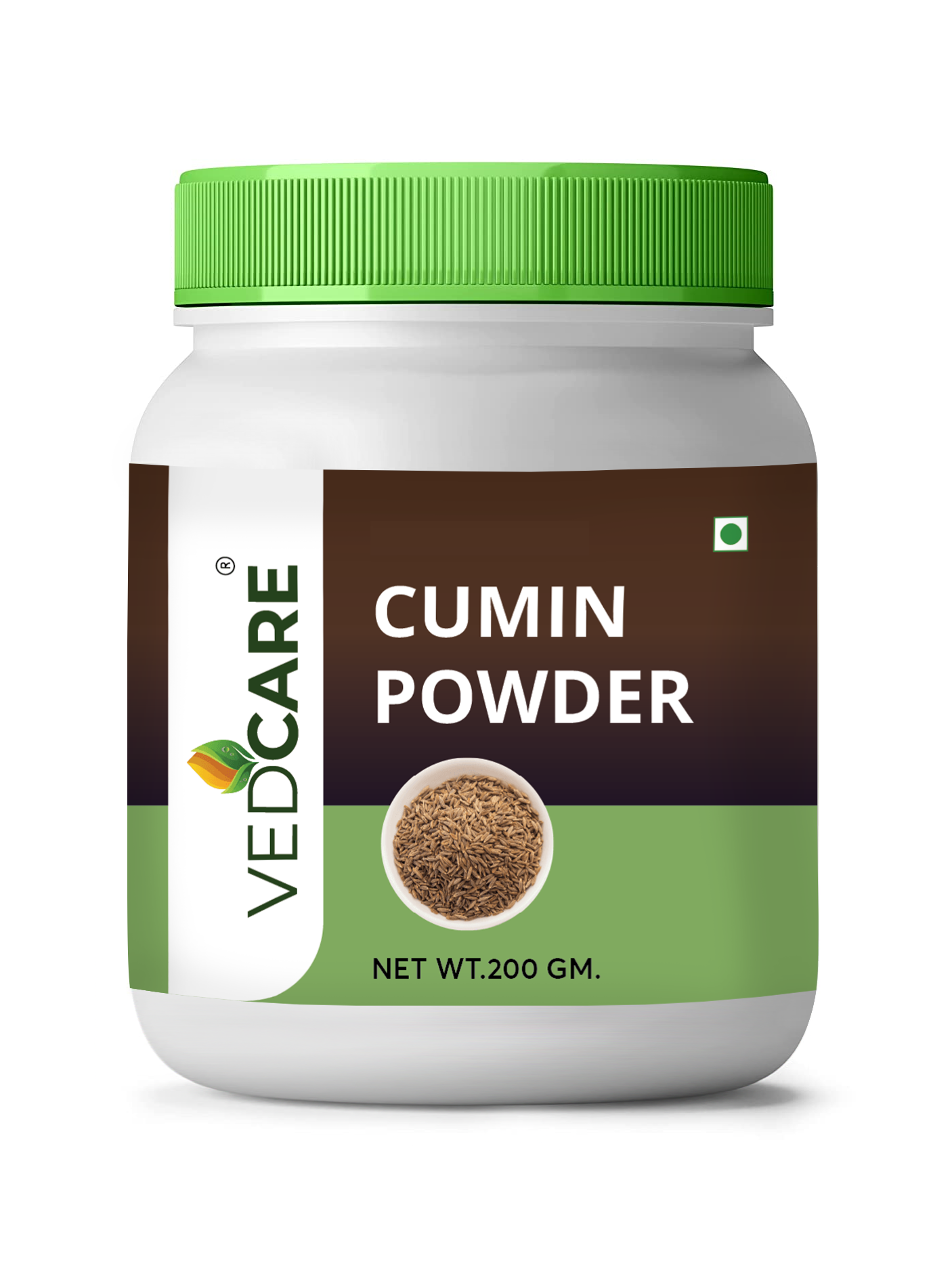 Jar of Vedicare Cumin Powder on a white background