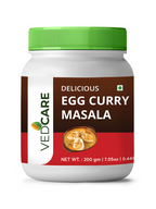 Jar of Vedcare Egg Curry Masala on a white background