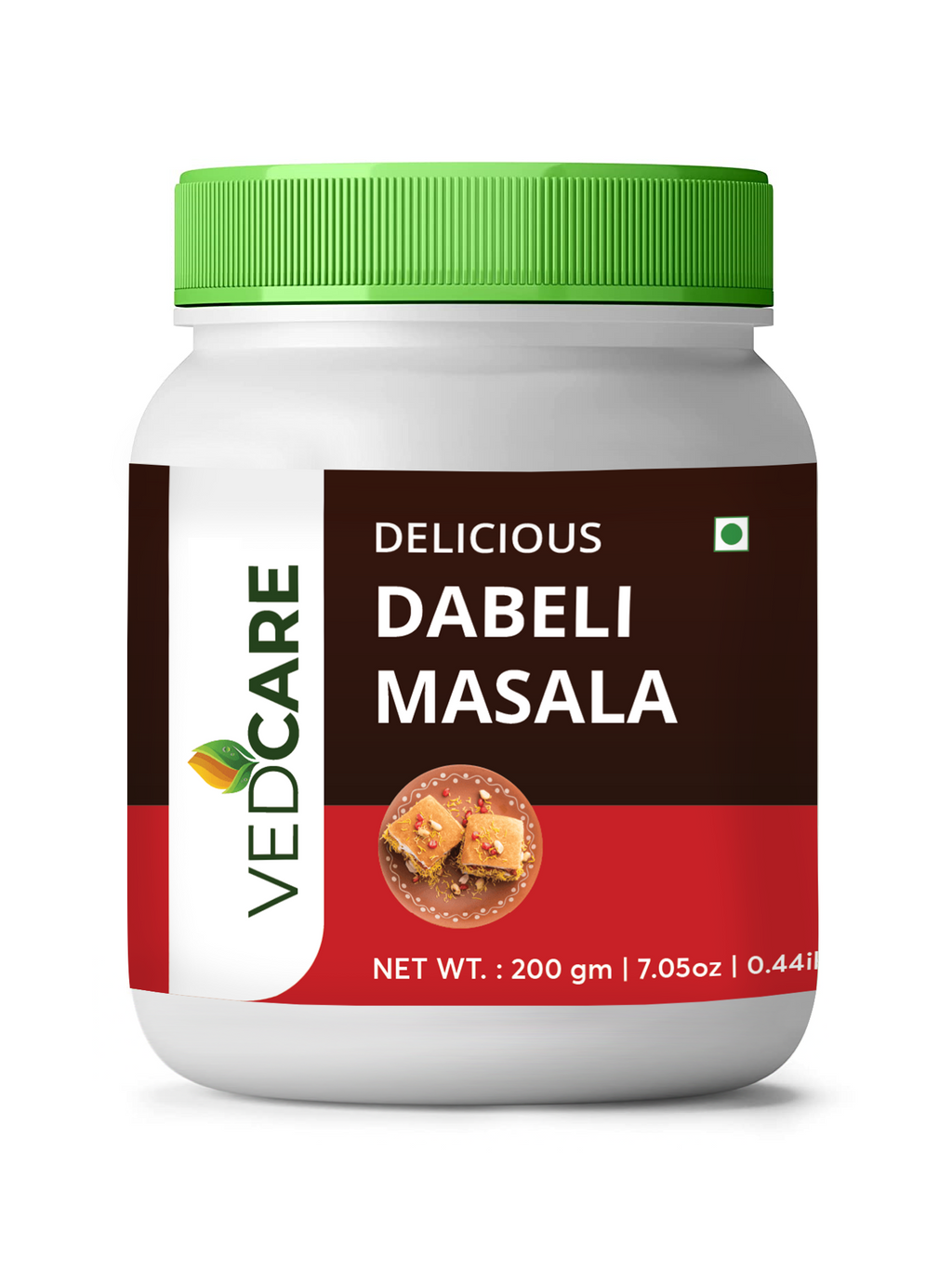 Jar of Vedicare Dabeli Masala on a white background