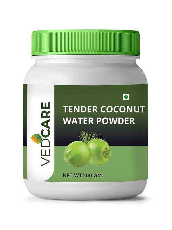 Vedcare Tender Coconut Water Powder container on a white background