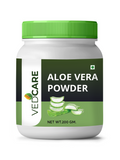 Vedcare Aloe Vera Powder container with green lid on a white background