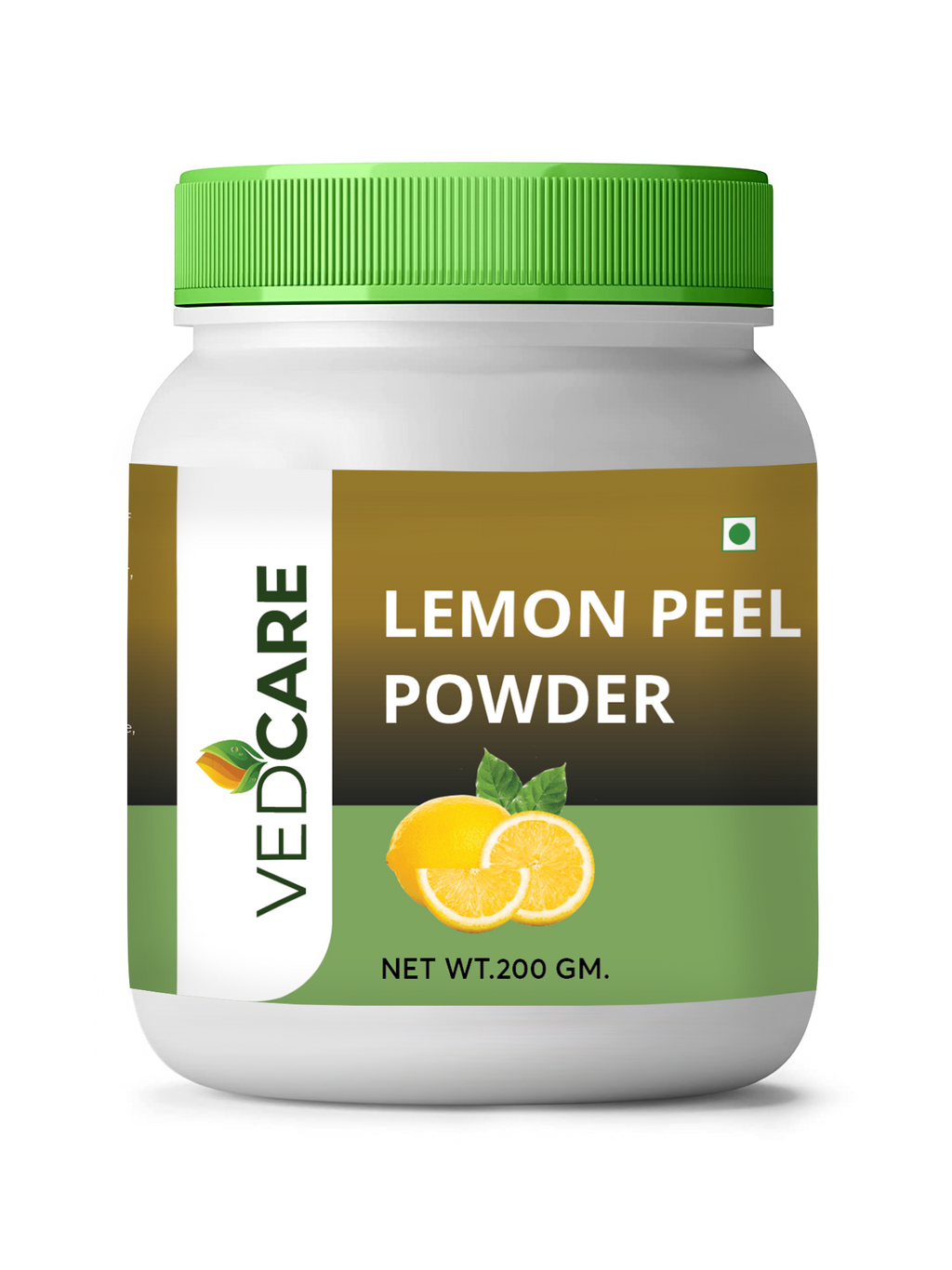 Jar of Vedicare Lemon Peel Powder on a white background