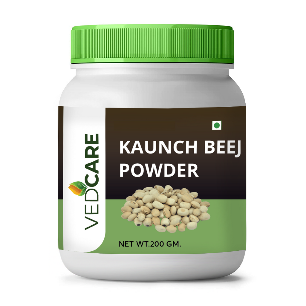 Vedcare Kaunch Beej Powder container on a white background