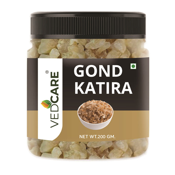 Jar of Vedcare Gond Katira on a white background