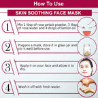 Instructions on how to use a skin soothing face mask with step-by-step guide and illustrations.