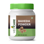 Vedcare Baheda Powder container with green lid on a white background