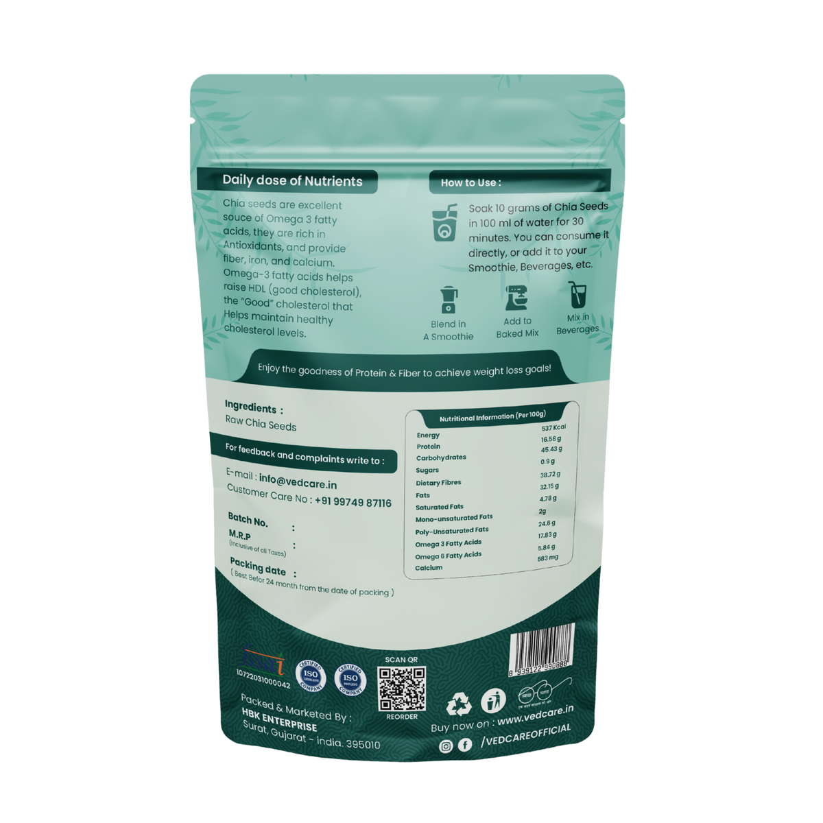 Vedcare Raw Chia Seeds