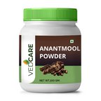 Vedcare Anantmool Powder container with green lid on a white background