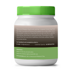 Jar of Moroccan Rhassoul clay with green lid and label on a white background
