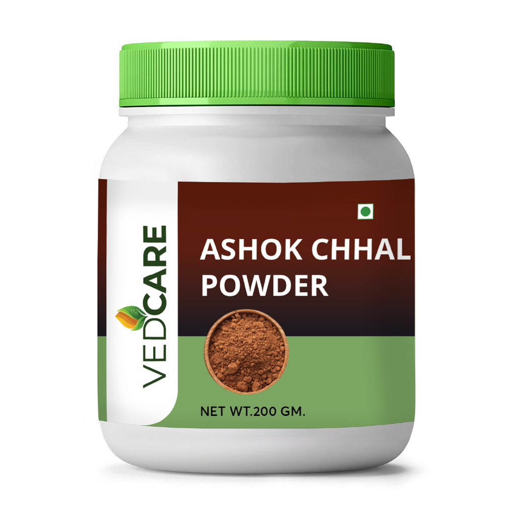 Jar of Ashok Chhal Powder with a green lid on a white background