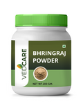 Vedcare Bhringraj Powder container with green lid on a white background