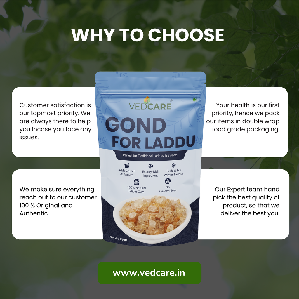Vedcare Edible Gond for Laddu 250 g | Babul Gond | Natural Edible Gum