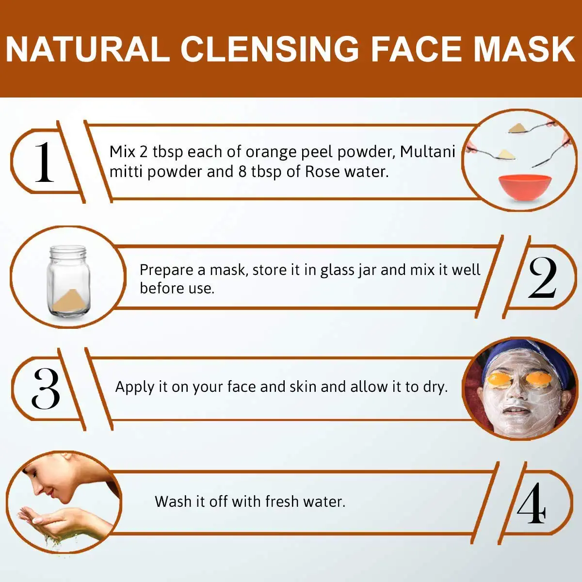 Instructions for making a natural cleansing face mask with ingredients and steps.