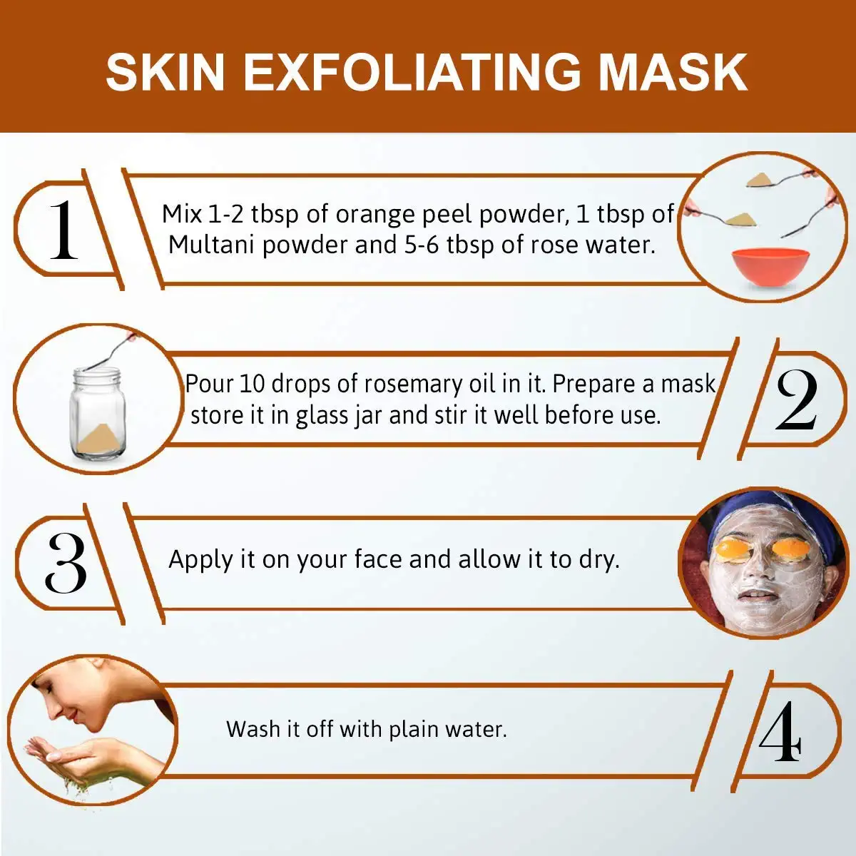 Instructions for making a skin exfoliating mask with ingredients and steps.