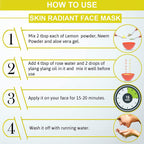 Instructions on how to use a skin radiant face mask with step-by-step guide and illustrations.