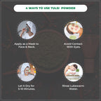 Instructions on how to use tulsi powder with images and text.