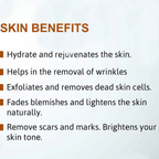 List of skin benefits on a white background