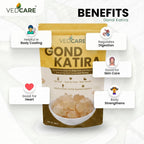 Vedcare Gond Katira (200g) + Basil Seeds (250g) Combo | Natural Body Cooler | Sabja Seeds for Falooda, Drinks | Summer Cooling Superfoods | Digestion & Hydration Support
