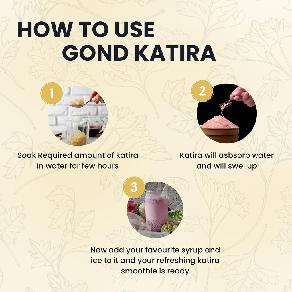 Vedcare Gond Katira (200g) + Basil Seeds (250g) Combo | Natural Body Cooler | Sabja Seeds for Falooda, Drinks | Summer Cooling Superfoods | Digestion & Hydration Support