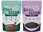 Vedcare Chia & Basil Seeds Combo For Weight Loss | Fiber Rich Superfoods Chia Seeds, Basil Seeds (2 x 250 g)
