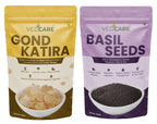 Vedcare Gond Katira (200g) + Basil Seeds (250g) Combo | Natural Body Cooler | Sabja Seeds for Falooda, Drinks | Summer Cooling Superfoods | Digestion & Hydration Support