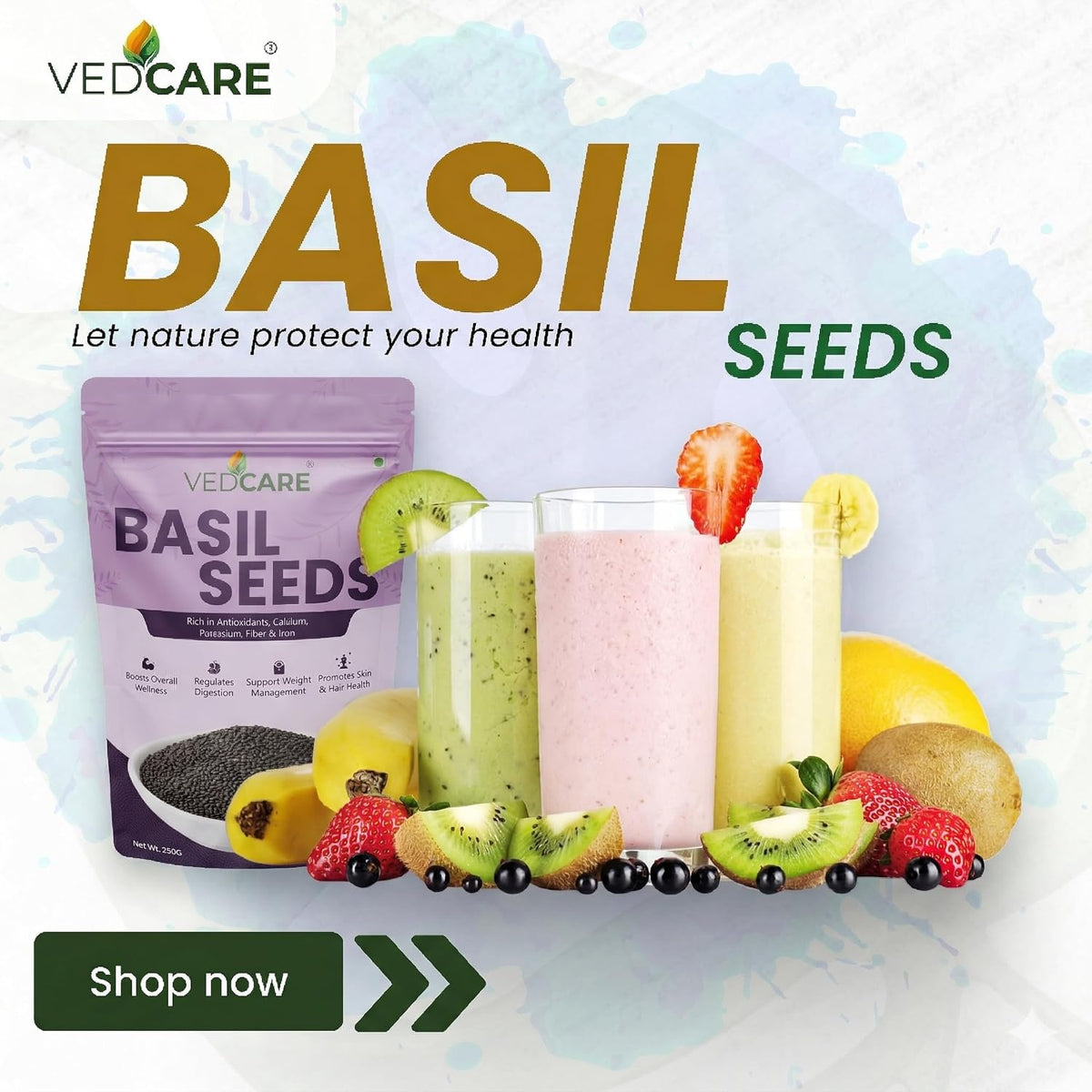 Vedcare Gond Katira (200g) + Basil Seeds (250g) Combo | Natural Body Cooler | Sabja Seeds for Falooda, Drinks | Summer Cooling Superfoods | Digestion & Hydration Support
