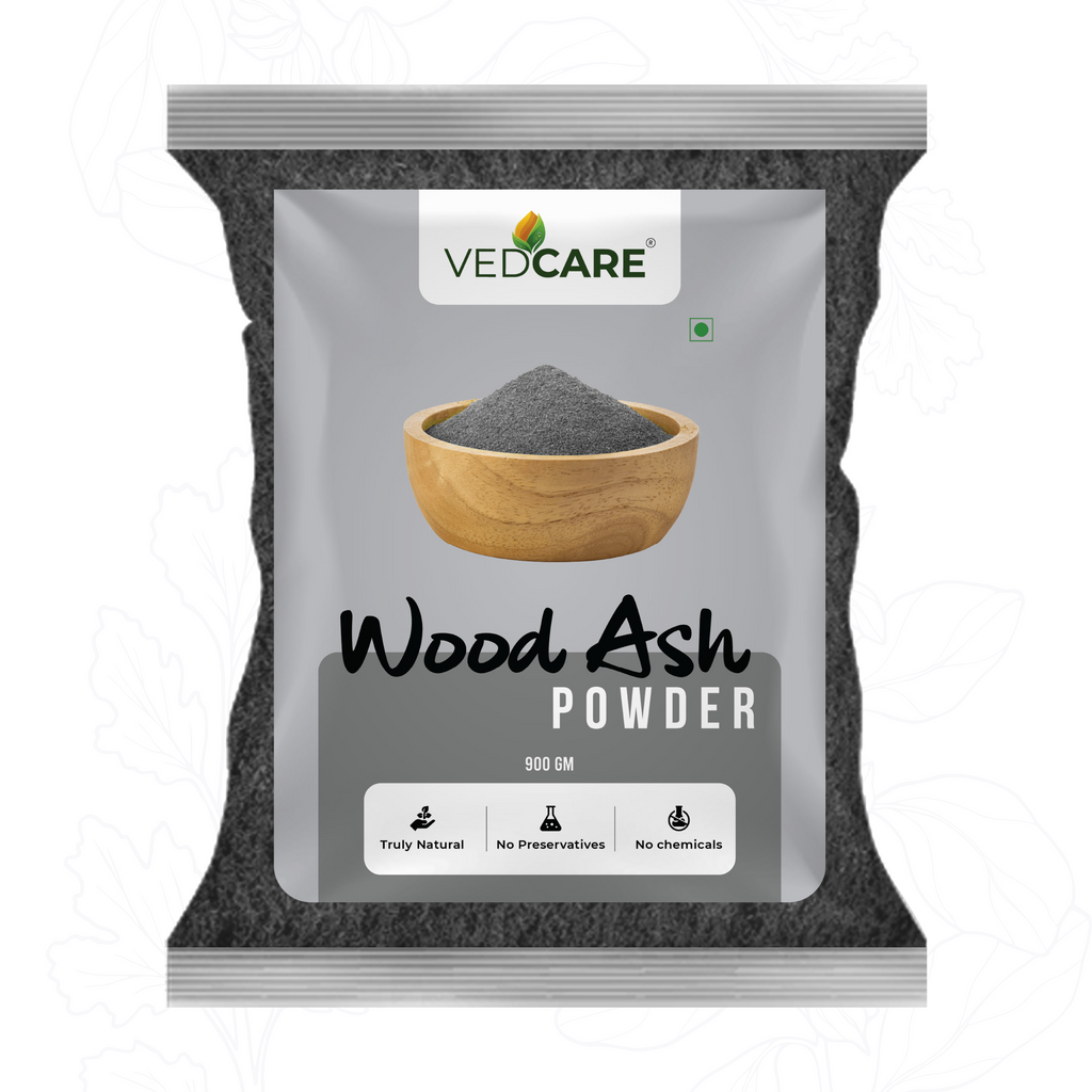 Vedcare Wood Ash Powder packaging on a white background
