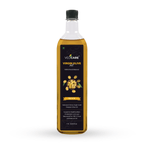 Bottle of Vedicare Virgin Olive Oil on a white background