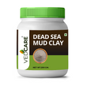 Jar of Vedcare Dead Sea Mud Clay on a white background