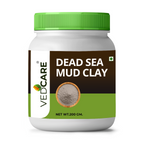 Jar of Vedcare Dead Sea Mud Clay on a white background