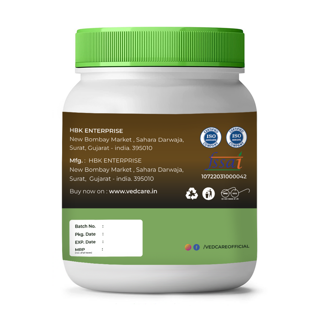 White container with green lid and label on a white background