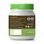 Vedcare supplement jar with green lid and label on a white background