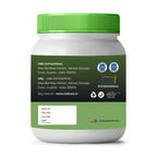 Container with green lid and label on a white background