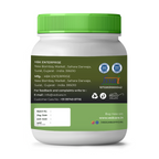 White container with green lid and label on a white background