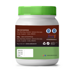 Vedcare supplement jar with green lid and label on a white background
