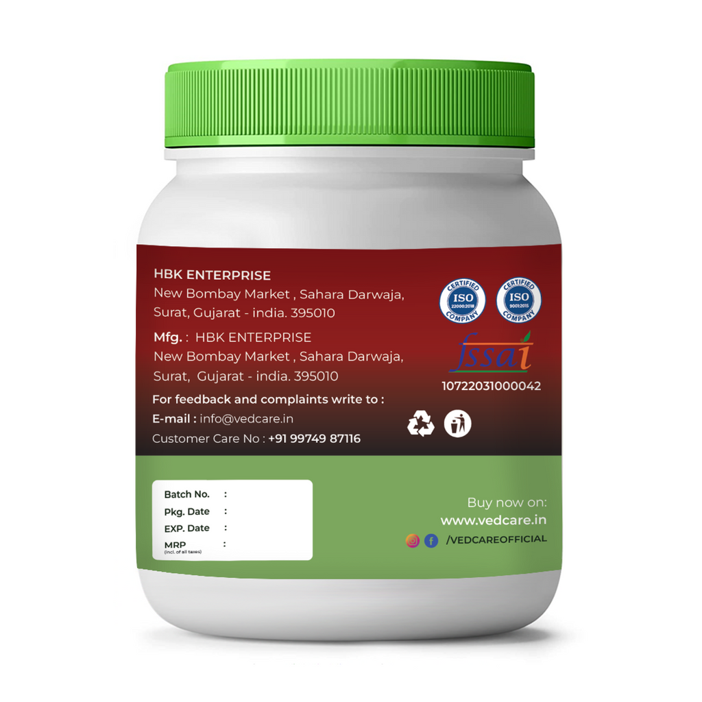 White container with green lid and label on a white background