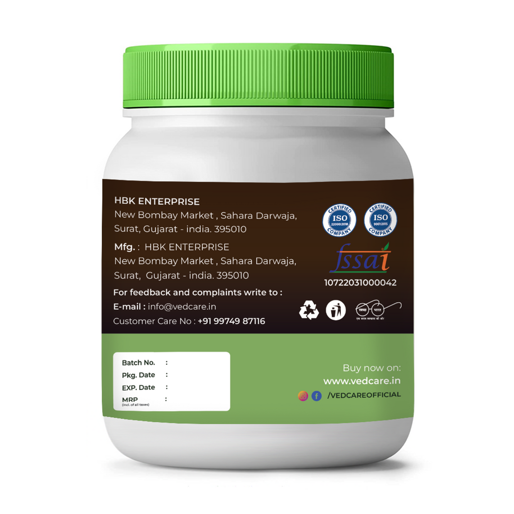 White container with green lid and label on a white background