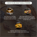 Instructions on using chaat masala powder with images and text.