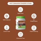 Veldcare Cinnamon Powder jar with certification icons on a brown background