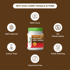 Vedicare Kaju Curry Gravy Masala jar with health benefits on a brown background
