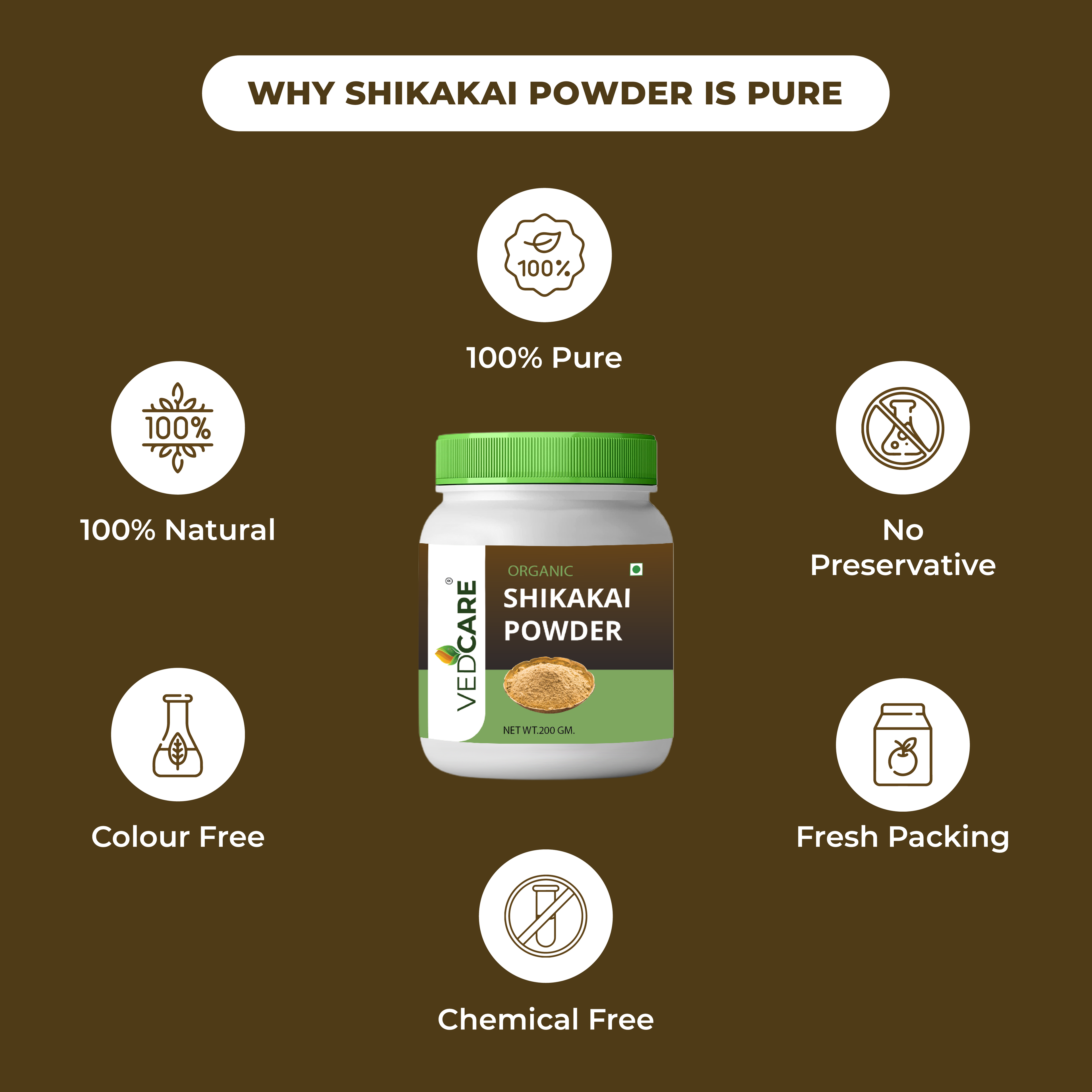Velocare Fenugreek Leaves Powder bottle with green lid on a green background, featuring icons and text about product purity.