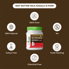 Velicare Butter Milk Masala jar with health benefits on a brown background