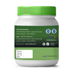 White container with green lid and label on a white background