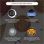Instructions on how to use vedcare Sabji Masala with images and text.