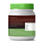 Container of clove powder with a green lid and label on a white background