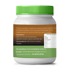 VEDCARE Turmeric powder container with green lid and label on a white background