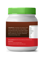 White container with green lid and red label on a white background